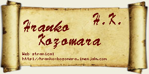 Hranko Kozomara vizit kartica